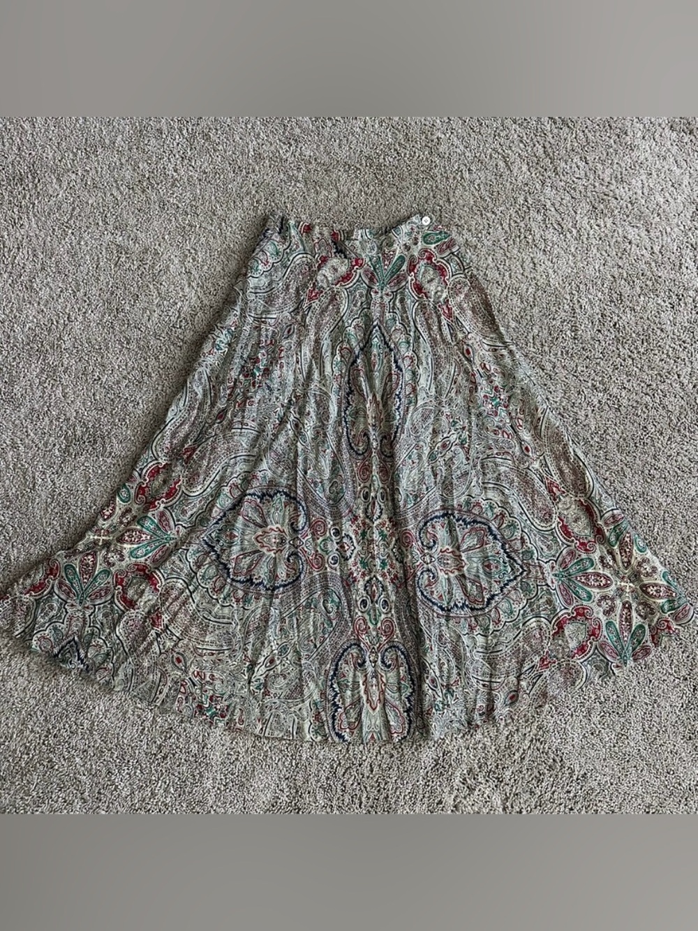 Vintage Ralph Lauren Paisley Print Long Full Skirt Bohemian Gypsy Whimsigoth 90s